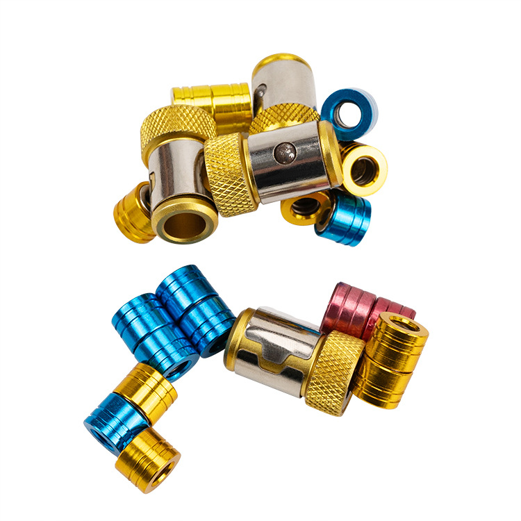 通用1/4批头磁圈 批咀充磁圈彩色金属螺丝刀头定位加磁器磁环钢套