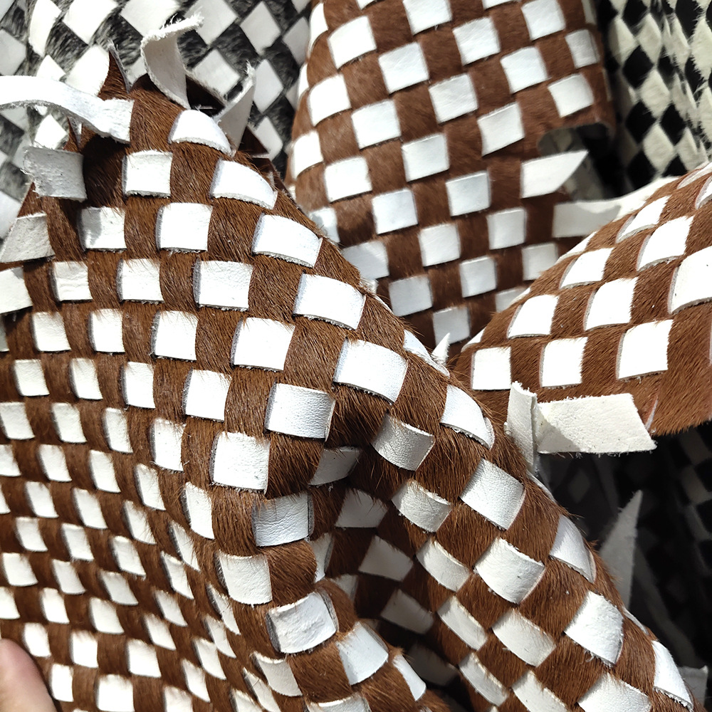 厂家批发手工编织牛皮坐垫门框把手包边家居装饰皮革头层皮毛一体