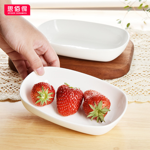 Creative pure white household bone china small dishes and snack plates, hotel commercial square towel plates, square plates for pastries and snacks