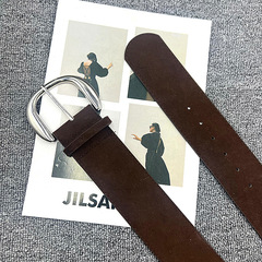 复古反绒磨砂设计感宽边腰带女辣妹时尚装饰高级绒面个性皮带百搭