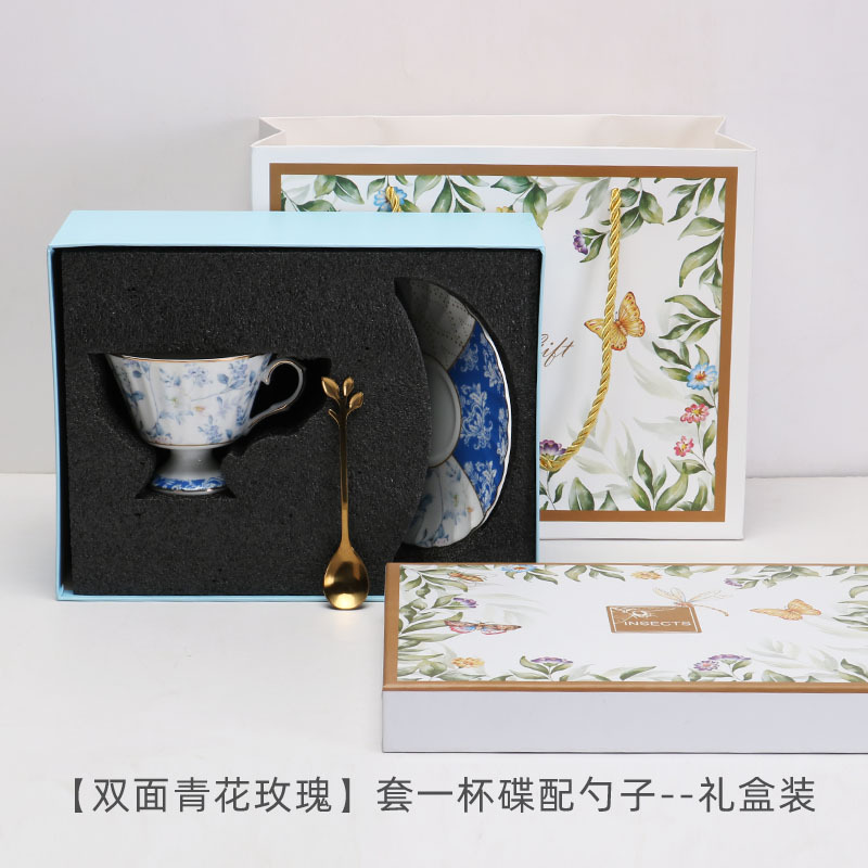 Taza de café de porcelana china de estilo europeo Taza y platillo Juego de té de la tarde británico Taza de té negro de cerámica exquisita de alta gama Hogar