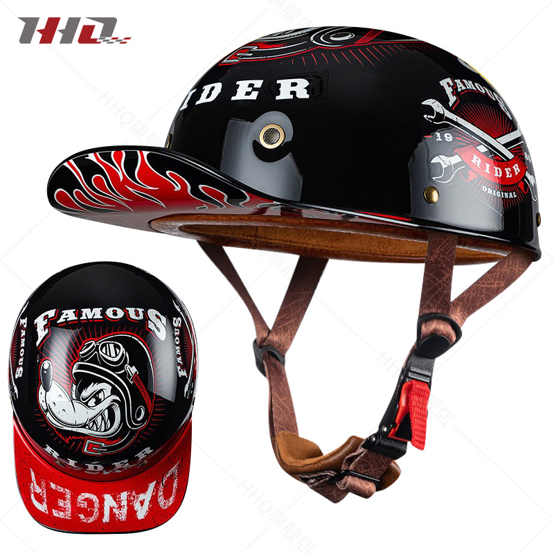 Al por mayor casco de motocicleta medio casco verano hombres y mujeres retro Harley motocicleta eléctrica gorra de béisbol primicia casco fabricante