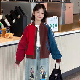 女童外套秋新款2026新款洋气儿童秋装棒球服中大童装女孩秋季上衣