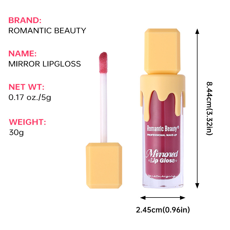Esmalte labial espejo transfronterizo es fácil de colorear, esmalte labial de agua, esmalte labial líquido, esmalte labial de color perlado, mujer