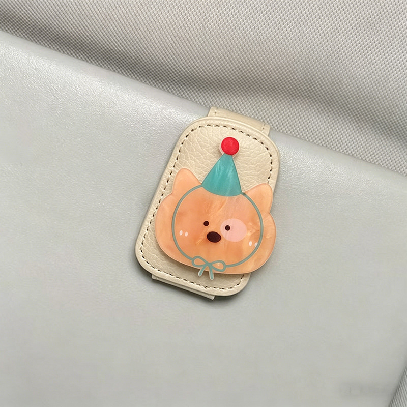 Cute Cartoon Glasses Clip for Car Storage, Bear-Shaped Sunglasses Holder for Car Sun Visor