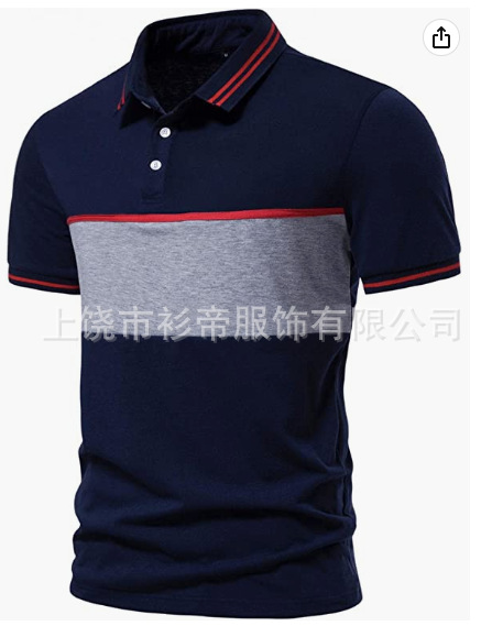 [Punto de aguja] 3D impreso camisa de polo nuevo casual de solapa de manga corta de los hombres camisa transfronteriza estación independiente