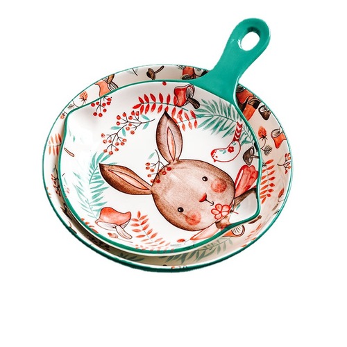Xiaozuo Japanese creative hand-painted ceramic Internet celebrity Western tableware cute dishes home flat plate deep dish plate