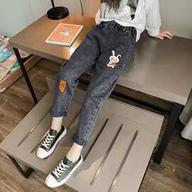 童装女童弹力牛仔裤2026春夏新款女孩时尚修身小脚长裤中大童裤子