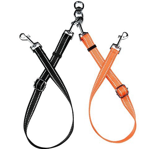 亚马逊跨境爆款一拖二宠物牵引带多用反光尼龙绳金属扣套装牵引带