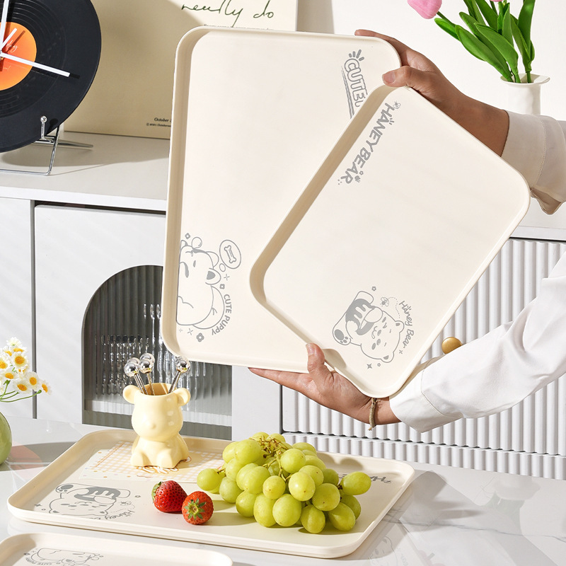 クリームスタイル大型トレイ家庭用長方形ティーカップウォーターカップティートレイ食品グレード幼稚園パンスナックプレート|undefined