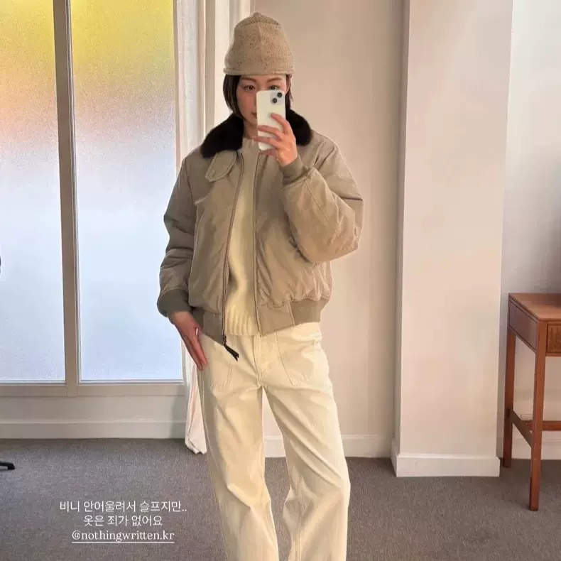 生C2025冬季新韩国东大门not*ing written李真和同款毛领棉服外套