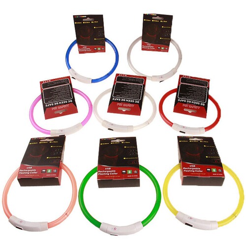 Pet Supplies LED Dog Light Collar USB Charging Neck Collar Teddy Night Light Neck Strap for Small, Medium, and Large Dogs