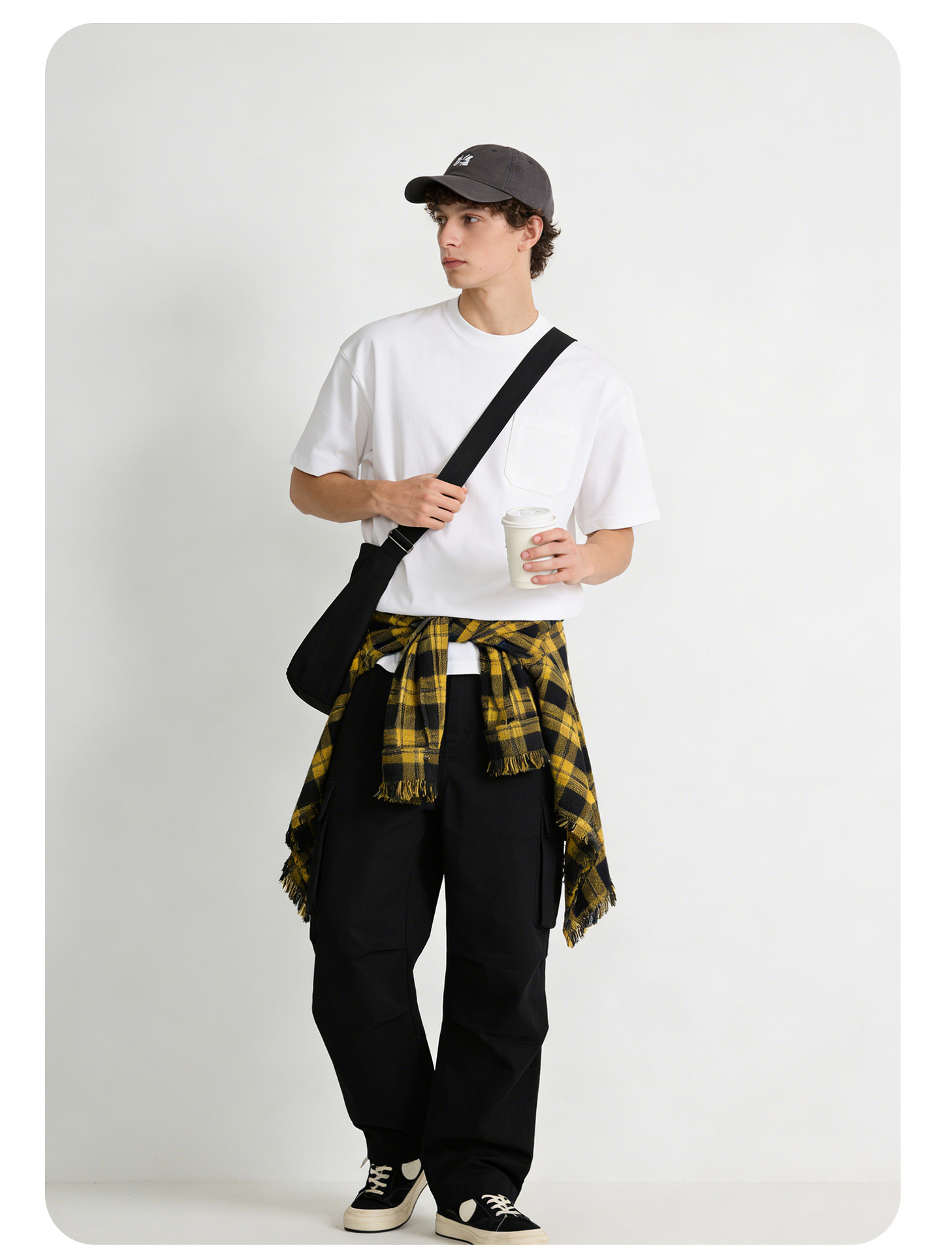Heavyweight Cotton T-shirt For Men Solid Colour Small Neckline_voghion.com
