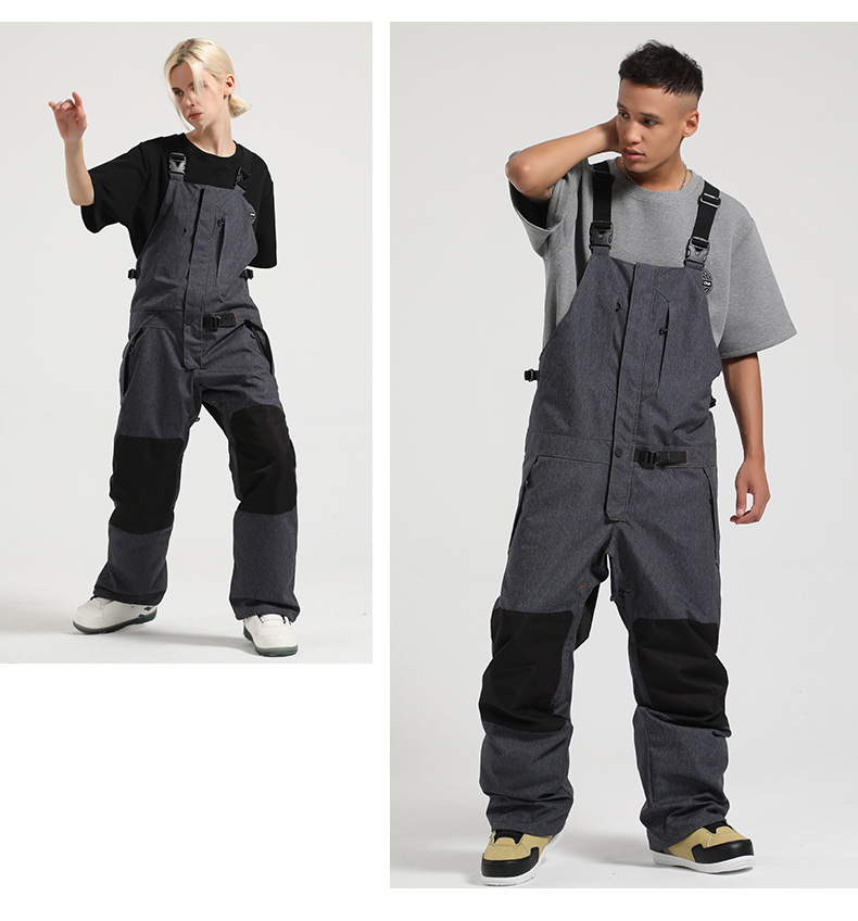 New ski overalls women's snowboard loose waterproof breathable warm wear one-piece snowsuit men's double board sports_voghion.com