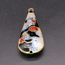 传统高温珐琅机制银蓝古风DIY饰品配件挂坠景泰蓝41mm*16mm大耳坠