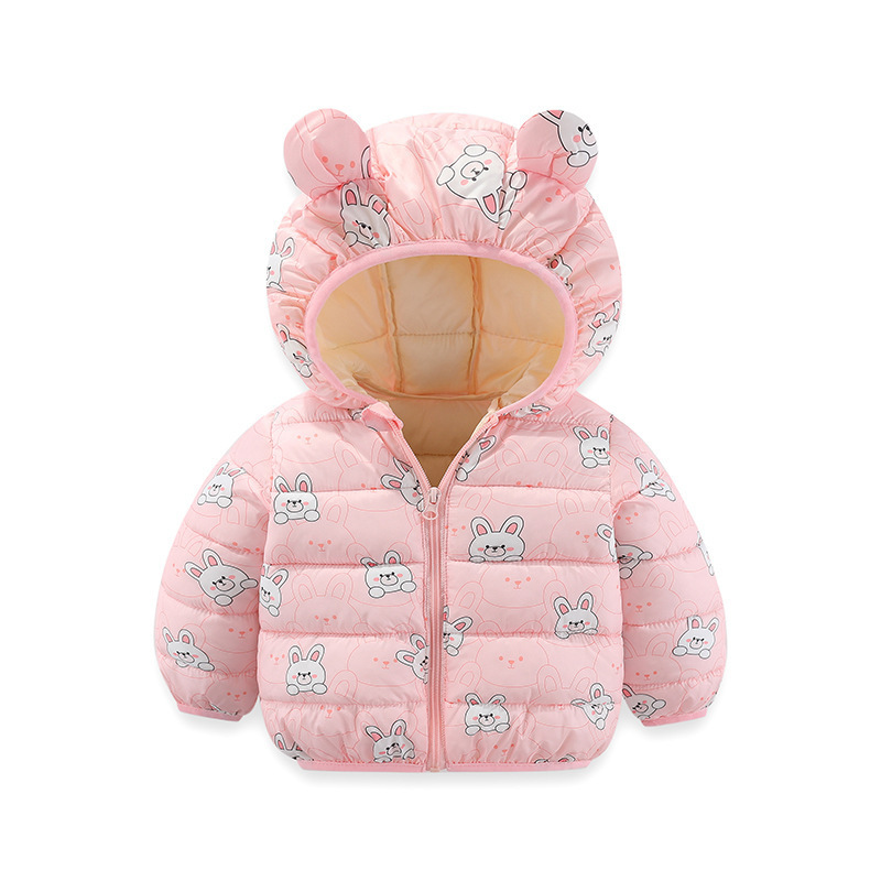 Nueva ropa para niños chaqueta acolchada de algodón para niños y niñas chaqueta cálida bebé orejas pequeñas chaqueta de abajo