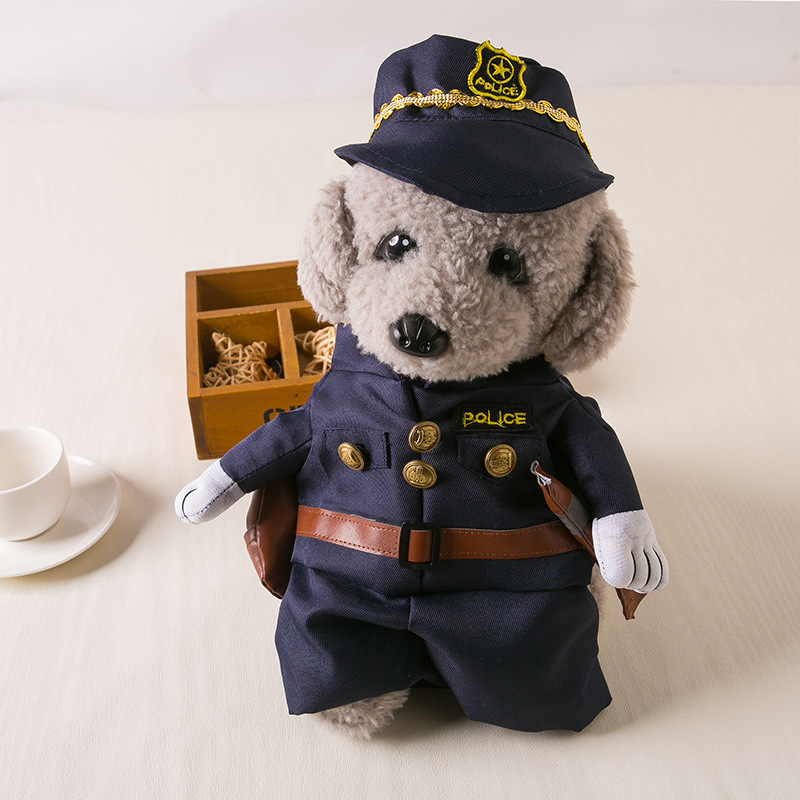 跨境狗狗貓咪搞笑警察變身裝衣服站立裝 萬聖節搞怪泰迪比熊服飾