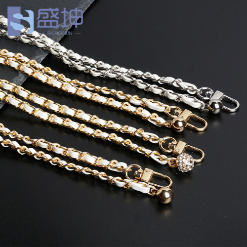 Extend the chain of the small perfume bag by 1.4 meters, wear pu leather gold bead adjustment strap with zinc alloy hardware dog buckle chain