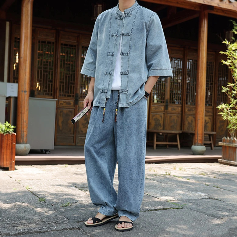 【中国风】秋季新款古风外套夹克套装休闲宽松型男士时尚舒适套装|undefined