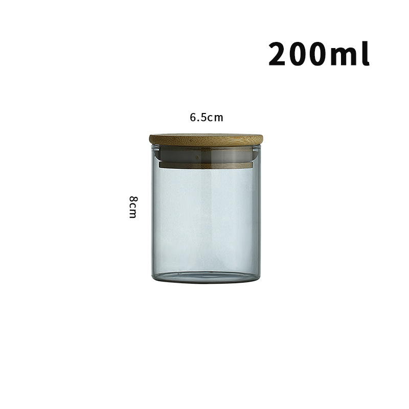 Botellas de vidrio negro transparente grandes y pequeñas para almacenar té, granos, especias y muestras de alimentos, frascos de almacenamiento sellados.