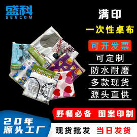 盛科 露营塑料加厚一次性桌布 PE PEVA EVA满印定制野餐桌具布垫