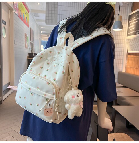  New Small Floral Backpack Campus Style Female Small Fresh Student Travel Bag Korean Version Large Capacity Backpack