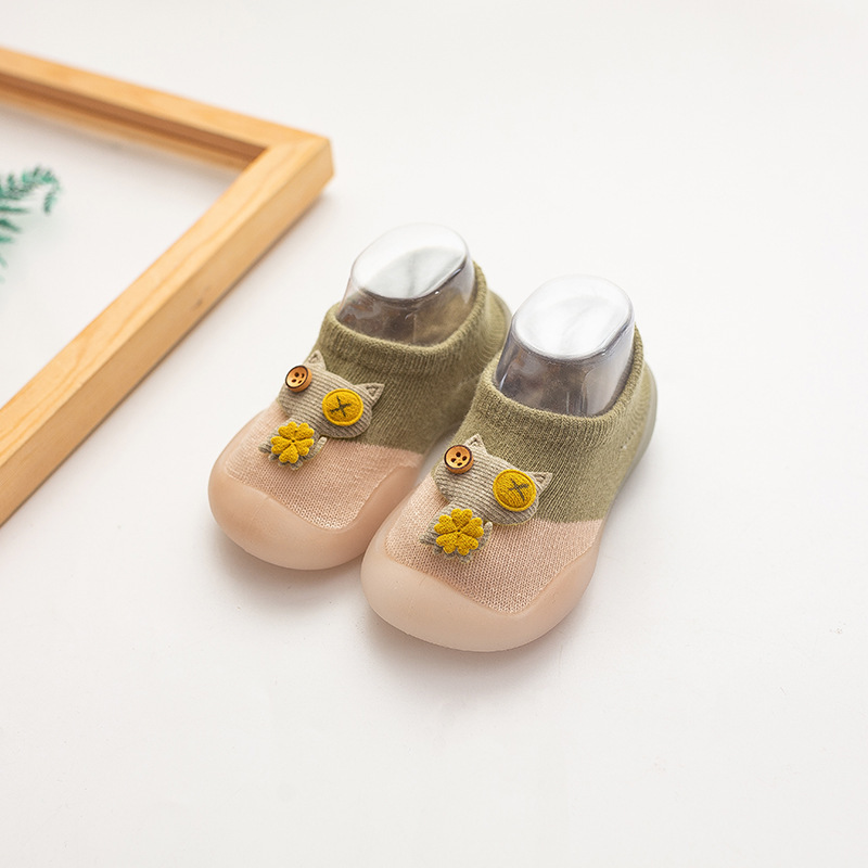 Zapatos de algodón recién nacidos de dibujos animados para gatos, zapatos de silicona para niños, zapatos para bebés, calcetines suaves, zapatos para bebés