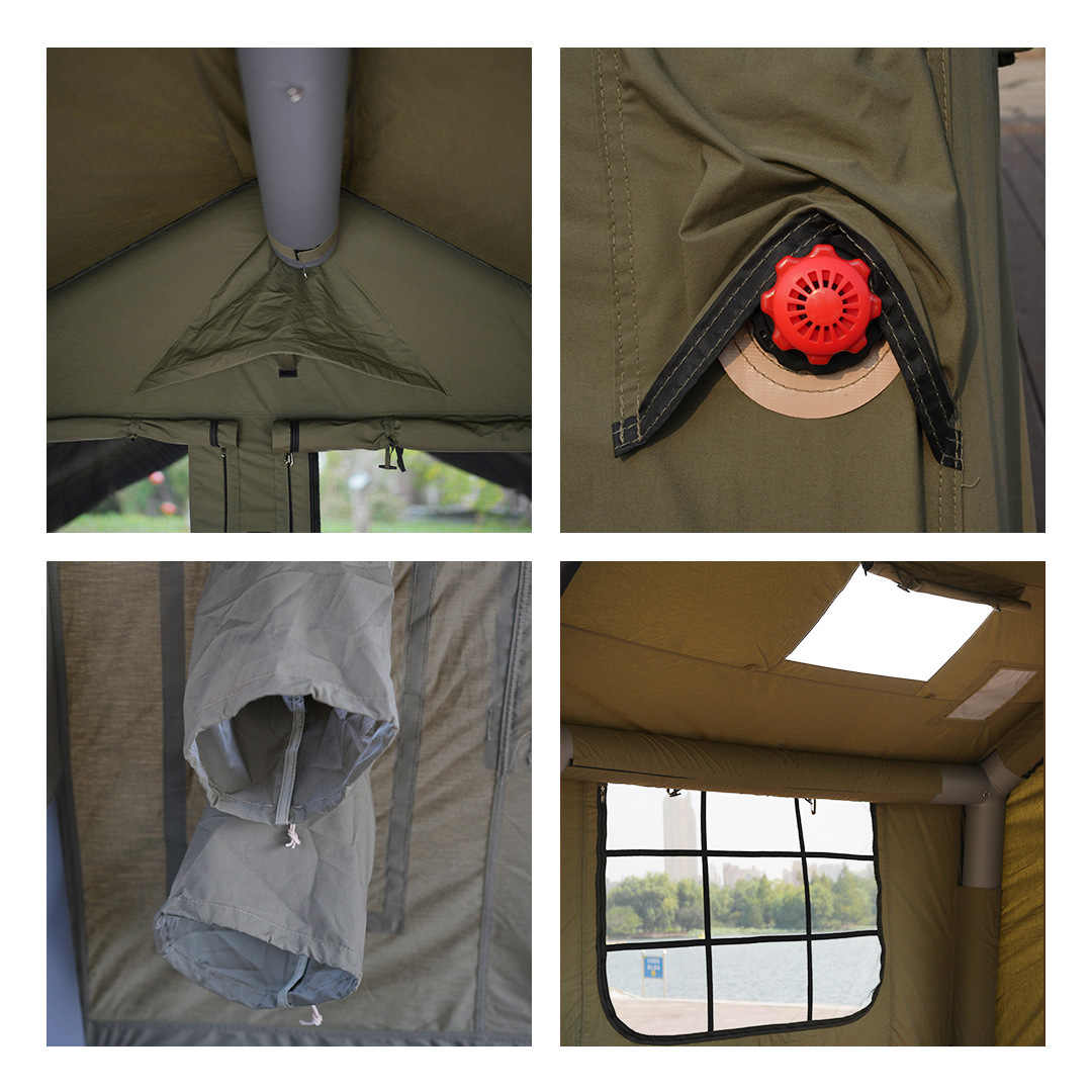 Pengyuan una pieza de algodón TCB verde 8 8 ㎡ paño de protección contra la lluvia al aire libre para acampar carpa inflable de lujo ligera automática