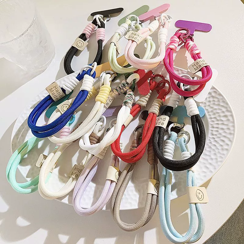 Простой мобильный телефонный шнурок-ланъярд макаронного цвета, плетёная цепочка, короткий брелок, цепочка для наушников своими руками