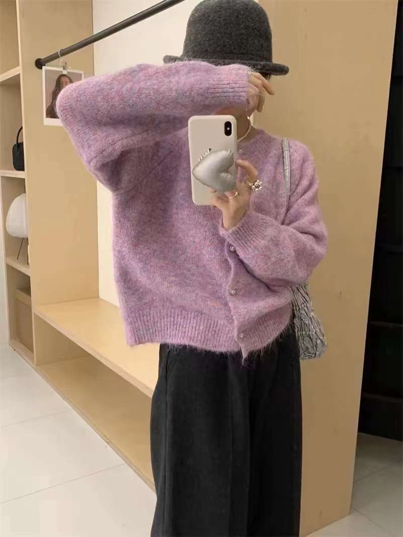 24 invierno Puyuan coreano suave abrigo de suéter glutinoso para mujeres otoño y primavera nuevo nicho