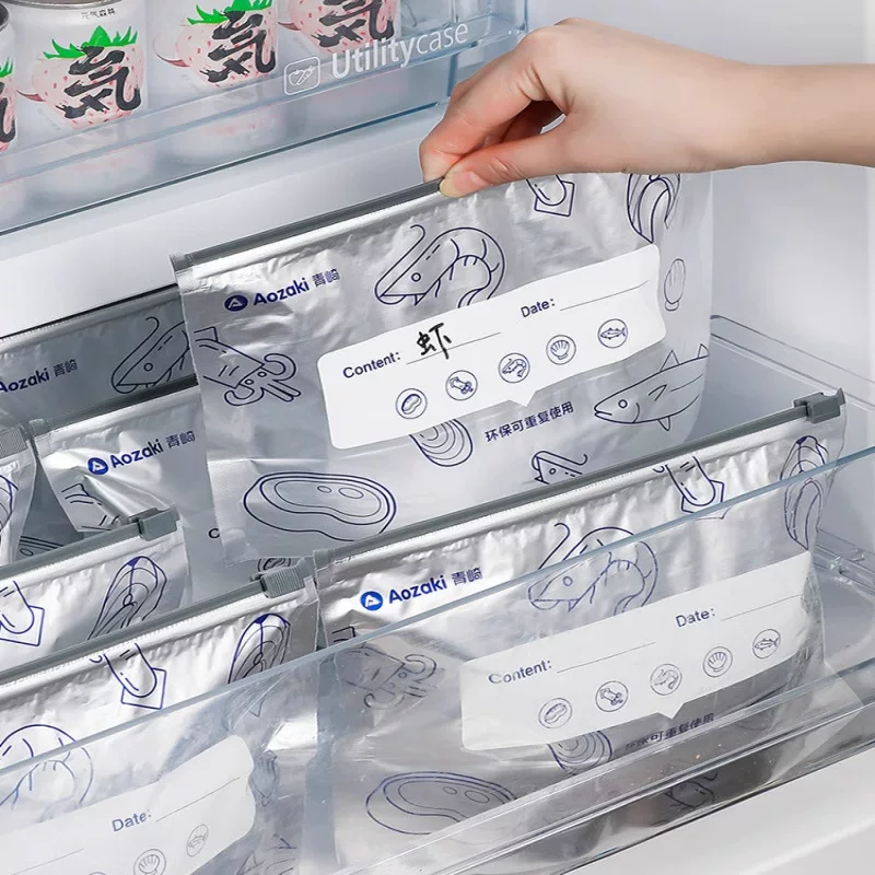 【】Aluminum foil bag for refrigerator freezing sealed zip-style food-grade sealing portioning bag Lock-fresh antibacterial preservation bag