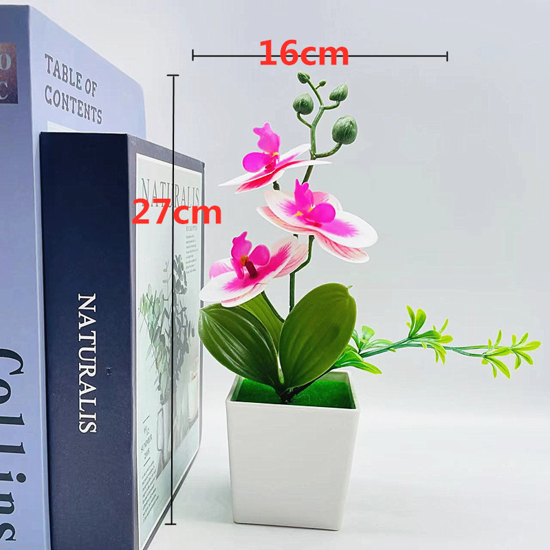 Simulation pot plant artificial orchid pot landscape simulation three butterflies orchid square pot pot plant artificial flower decoration cross-border supply