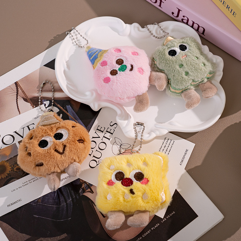 Creative Cartoon Cookie Man Doll Small Pendant, Funny Cookie Donut Plush Doll Brooch, Bag Charm