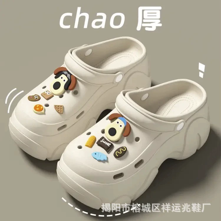 Летние сабо, модные новые сандалии, милые, популярные, в одном стиле, закрытые, на высокой толстой подошве, сандалии 2025 года.