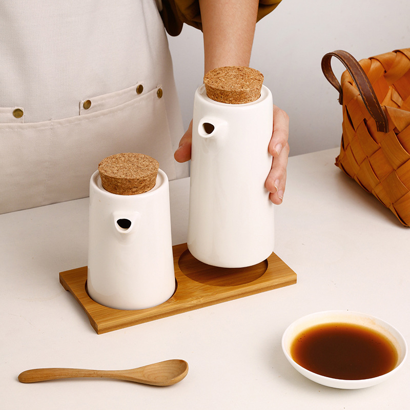 Set de botellas de cerámica estilo japonés para condimentos