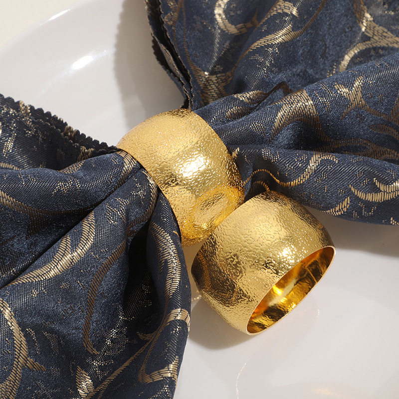 Nuevo Hotel creativo restaurante occidental esmerilado patrón tambor servilleta anillo metal servilleta hebilla escala anillo de tela