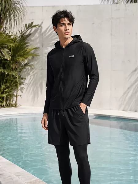 Men's Hooded Wetsuit Rash Guard Snorkeling Long-Sleeve Long Pants Three-Piece Surf Suit Swimwear