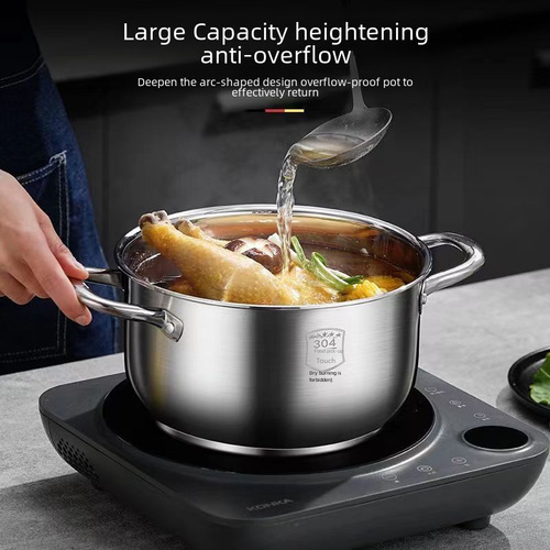 【】24cm Double-layer Soup Pot Household Large Capacity Soup Steamer Pot Kitchen Multi-purpose Steaming Pot