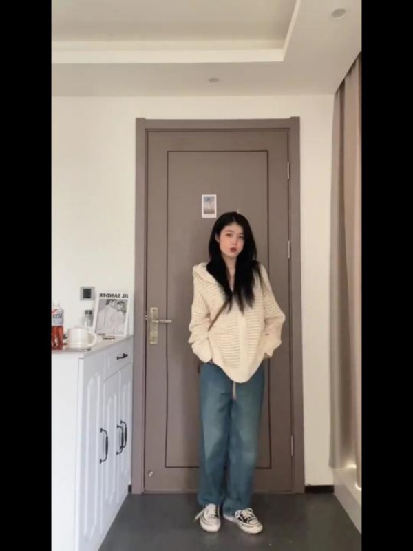 开衫上衣女镂空针织衫设计感连帽宽松外搭薄款外套韩版早秋季拉链|undefined