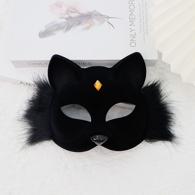 Halloween nueva máscara de zorro negro felino femenino espectáculo de fiesta de baile de alto nivel capa de tapa de ojos