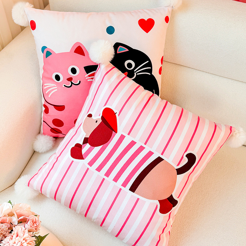 Almohada de dopamina para cachorro de salchicha, funda de almohada, sofá de sala de estar, almohada, impresión de cabecera, almohada de cintura abstracta, bola de pelo