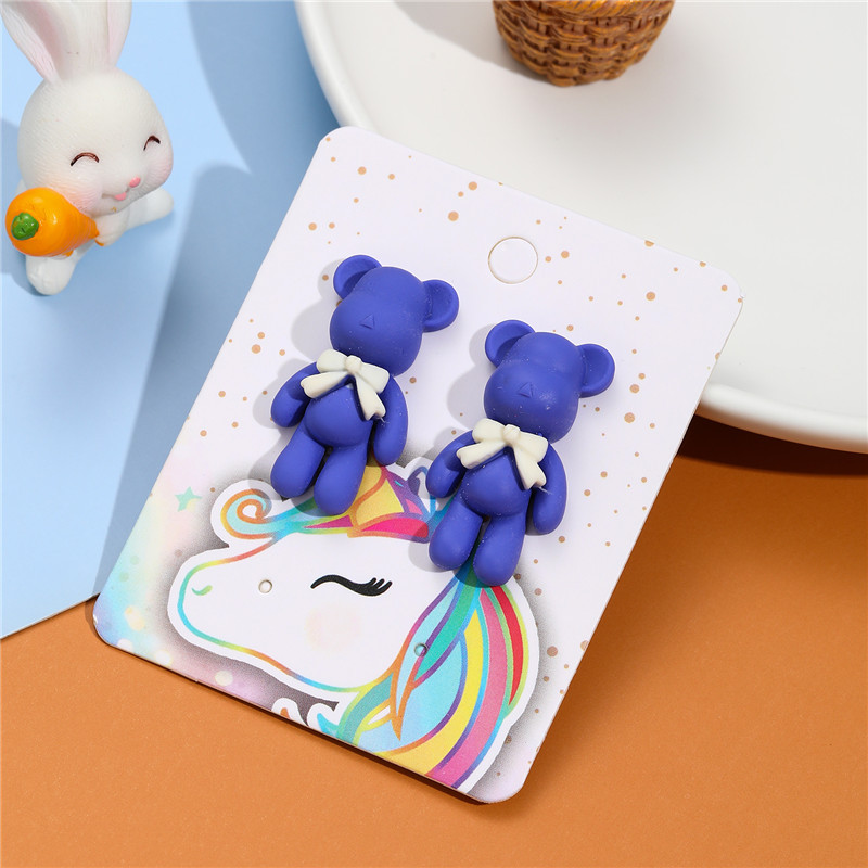 Cartoon Style Bear Resin Bowknot Kidu0027S Ear Studs 1 Pair