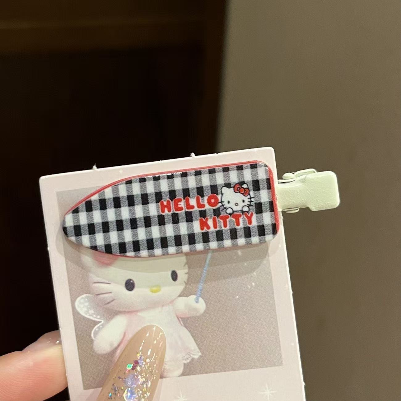 Sweet Cool Retro Grid Cat Hairpin sin rastros Clip lateral Clip dulce Clip de boca de pato Clip de cabello para niños toque de cabello