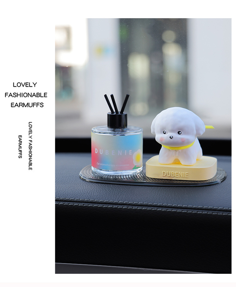 Small Milk Dog Car Aromatherapy Center Console Ornaments Diffuser Stone Cute and Lively Bichon Car Small Fresh Home Accessories