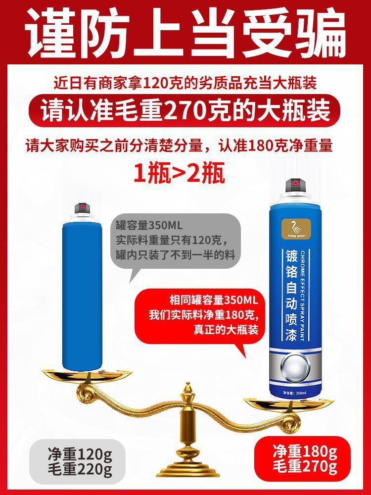 Feige Chrome-Plated Self-Spray Paint for Car Wheel Hub Refurbishment, Stainless Steel Electroplating, Hand Spray Paint, Mirror Metal Paint, Anti-Rust Spray Paint