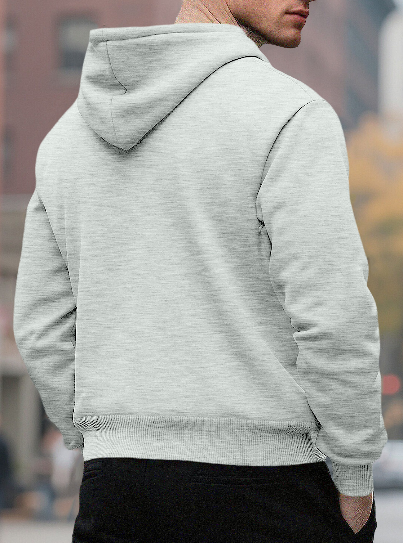 Sweat à capuche homme en coton molletonné avec poche plaquée_voghion.com