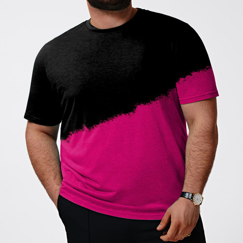 Independence Station Men's Gradient 3D Print Short Sleeves Summer Casual Round Neck Loose Large Size T-Shirt