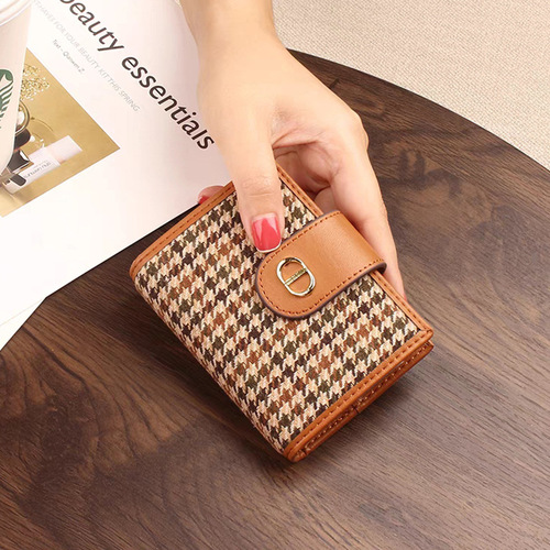 Houndstooth microfiber anti-degaussing card holder for women large-capacity card holder wallet all-in-one compact card holder driver's license holder