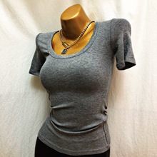 爆款 韩国正品 要性感就穿它 低U领短袖弹力T恤INS超火网红同款