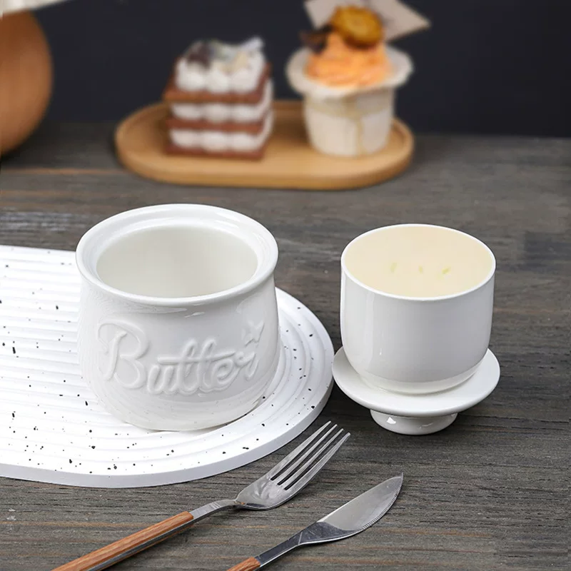 Amazon Temu Ceramic Butter Can Cheese Butter Storage Tank with Lid Set Household Butter Cans Can Determine Color